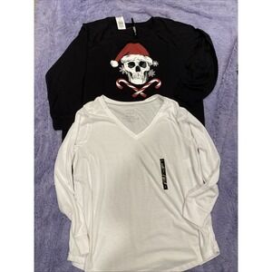 Torrid Fleece Santa Skull Candy Canes Long/Lounge Sweatshirt Tunic Size 2 + Xtra